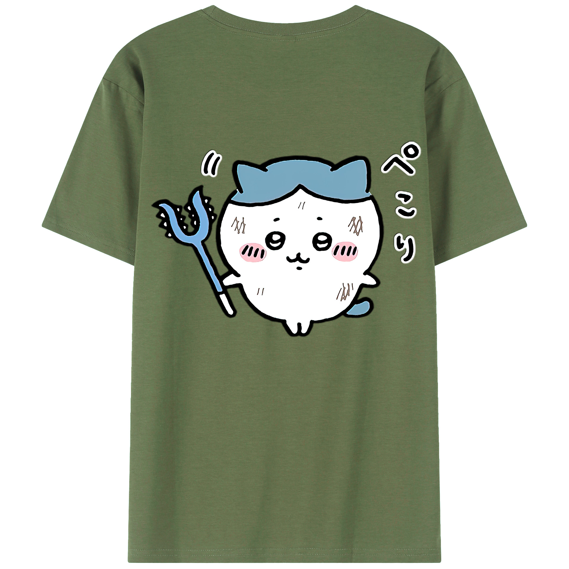 （画像用） ちいかわ ハチワレ Chii-kawa hachiware 綿100％ メンズ半袖Tシャツ（バックプリント） 通気性